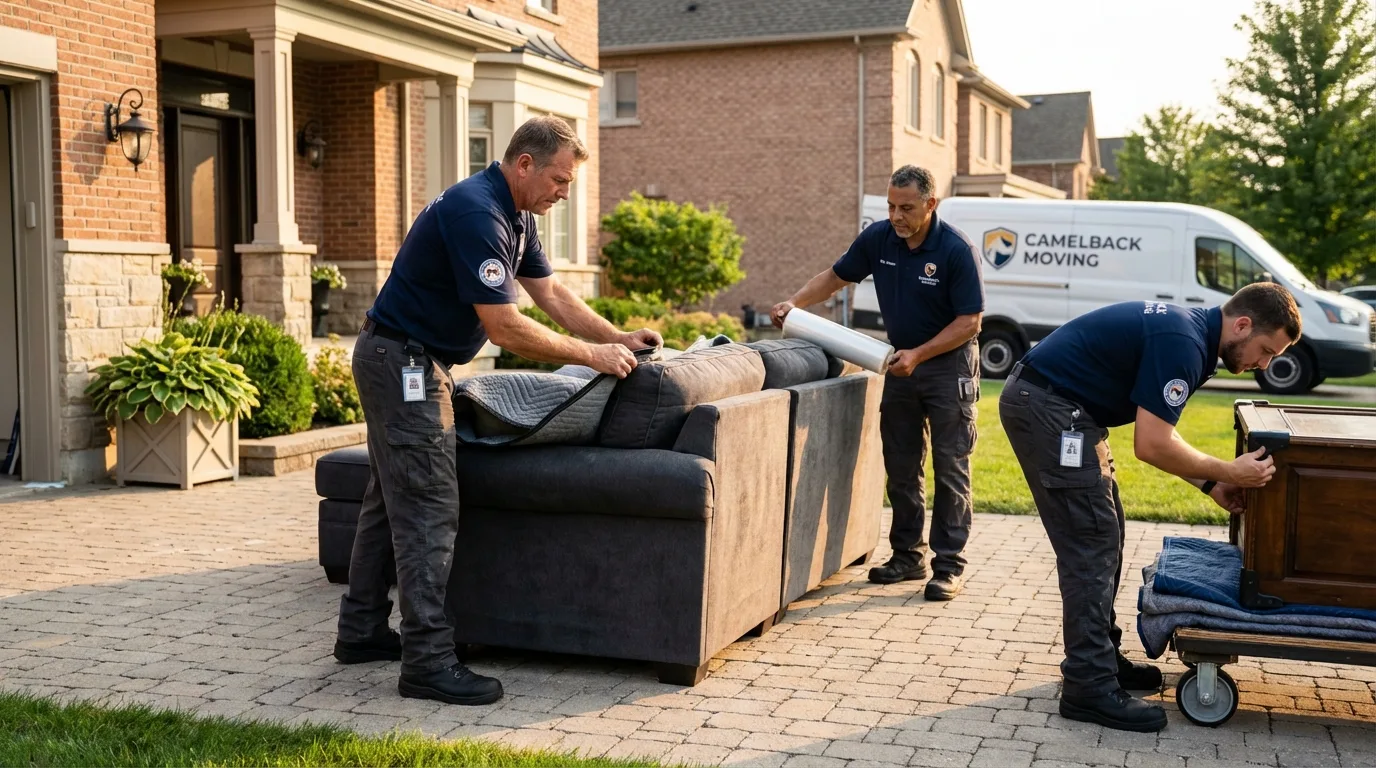 Large estate moving crew wrapping furniture in Hillsboro, MO
